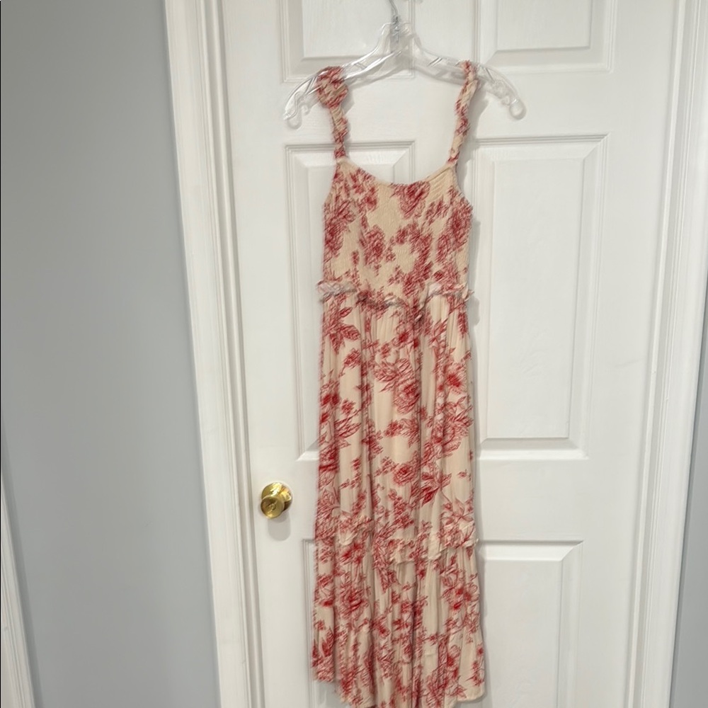 Floral Red and Cream Maxi Dress